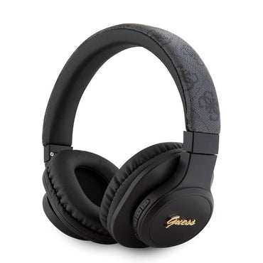 Guess Original Licensed PU 4G Patterned Metal Lettering Logo Tone On Tone Over-Ear Bluetooth Headphones Brown 