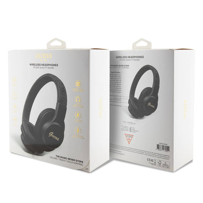 Guess Orjinal Lisanslı PU 4G Desenli Metal Yazı Logolu Tone On Tone Kulak Üstü Bluetooth Kulaklık Pembe