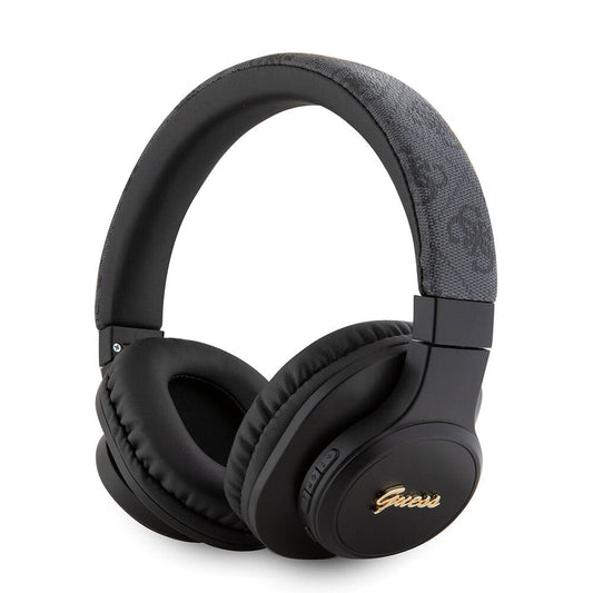 Guess Original Licensed PU 4G Patterned Metal Lettering Logo Tone On Tone Over-Ear Bluetooth Headphones Black 