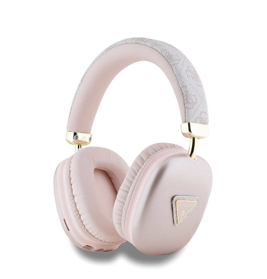 Guess Original Licensed PU 4G Patterned Triangle Logo Over-Ear Bluetooth Headphones Pink 