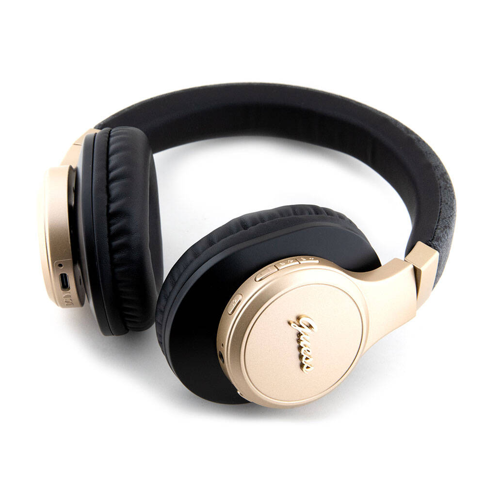 Guess Original Licensed Script Gold Series Metal Letter Logo 4G Patterned Bluetooth Headset Pink
