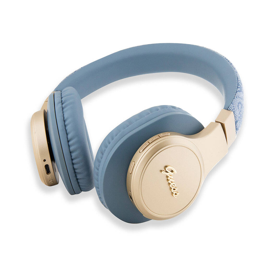 Guess Original Licensed Script Gold Series Metal Letter Logo 4G Patterned Bluetooth Headset Pink
