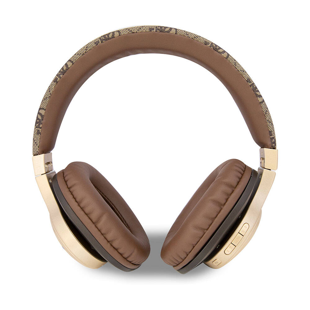 Guess Original Licensed Script Gold Series Metal Letter Logo 4G Patterned Bluetooth Headset Brown