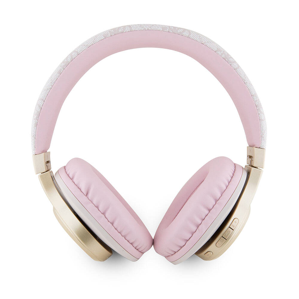 Guess Original Licensed Script Gold Series Metal Letter Logo 4G Patterned Bluetooth Headset Pink