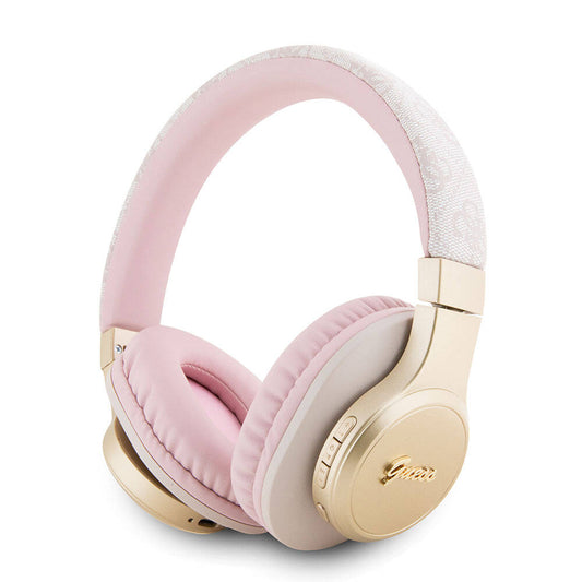 Guess Original Licensed Script Gold Series Metal Letter Logo 4G Patterned Bluetooth Headset Pink