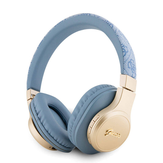 Guess Original Licensed Script Gold Series Metal Letter Logo 4G Patterned Bluetooth Headset Blue