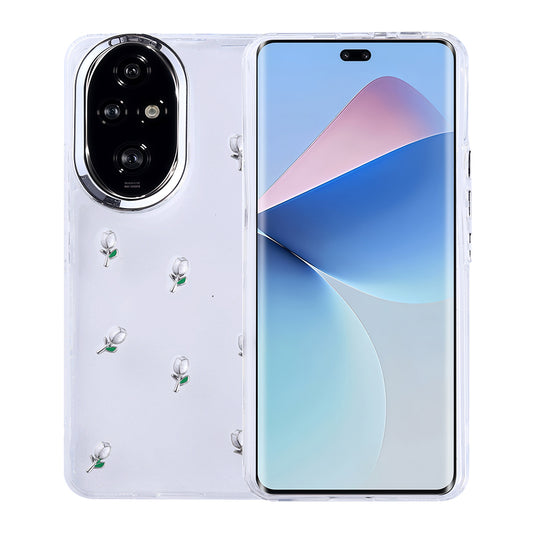 Honor 200 Case Airbag Design Glitter Transparent Zore Polar Cover Tulip