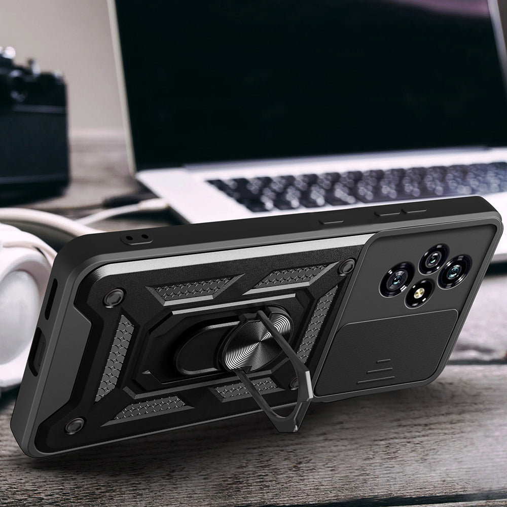 Honor 200 Case Magnetic Stand Camera Protection Zore Sliding Vega Cover Black