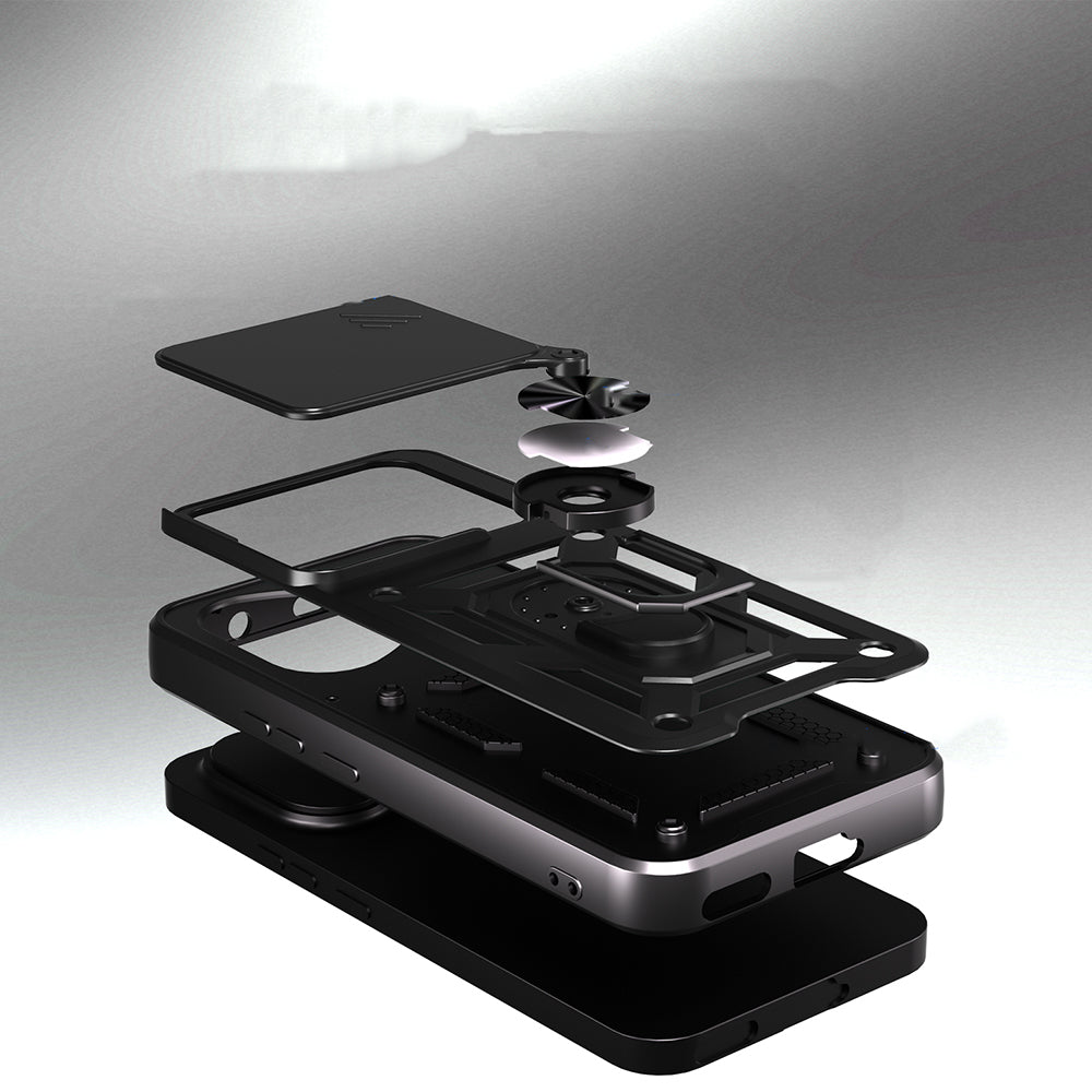 Honor 400 Kılıf Magnetik Standlı Kamera Korumalı Zore Sürgülü Vega Kapak Mavi