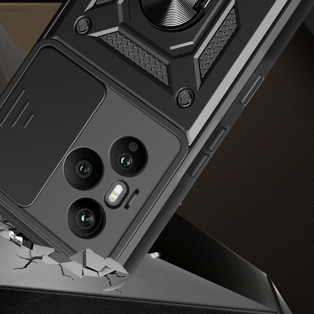 Honor 400 Pro Kılıf Magnetik Standlı Kamera Korumalı Zore Sürgülü Vega Kapak Siyah