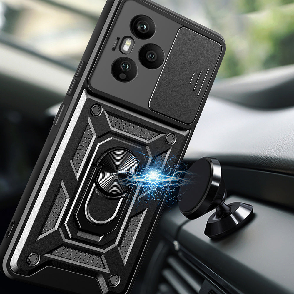 Honor 400 Pro Kılıf Magnetik Standlı Kamera Korumalı Zore Sürgülü Vega Kapak Siyah