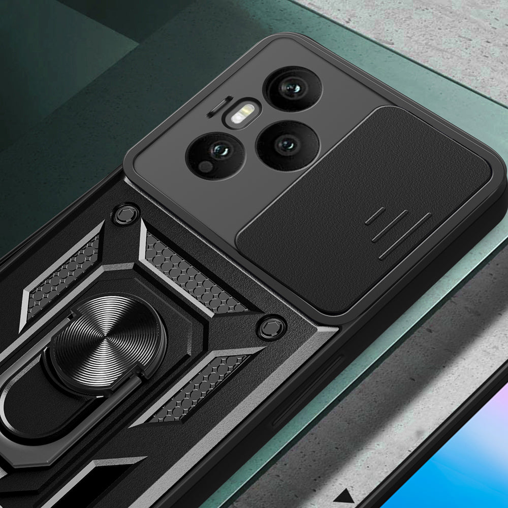 Honor 400 Pro Kılıf Magnetik Standlı Kamera Korumalı Zore Sürgülü Vega Kapak Siyah