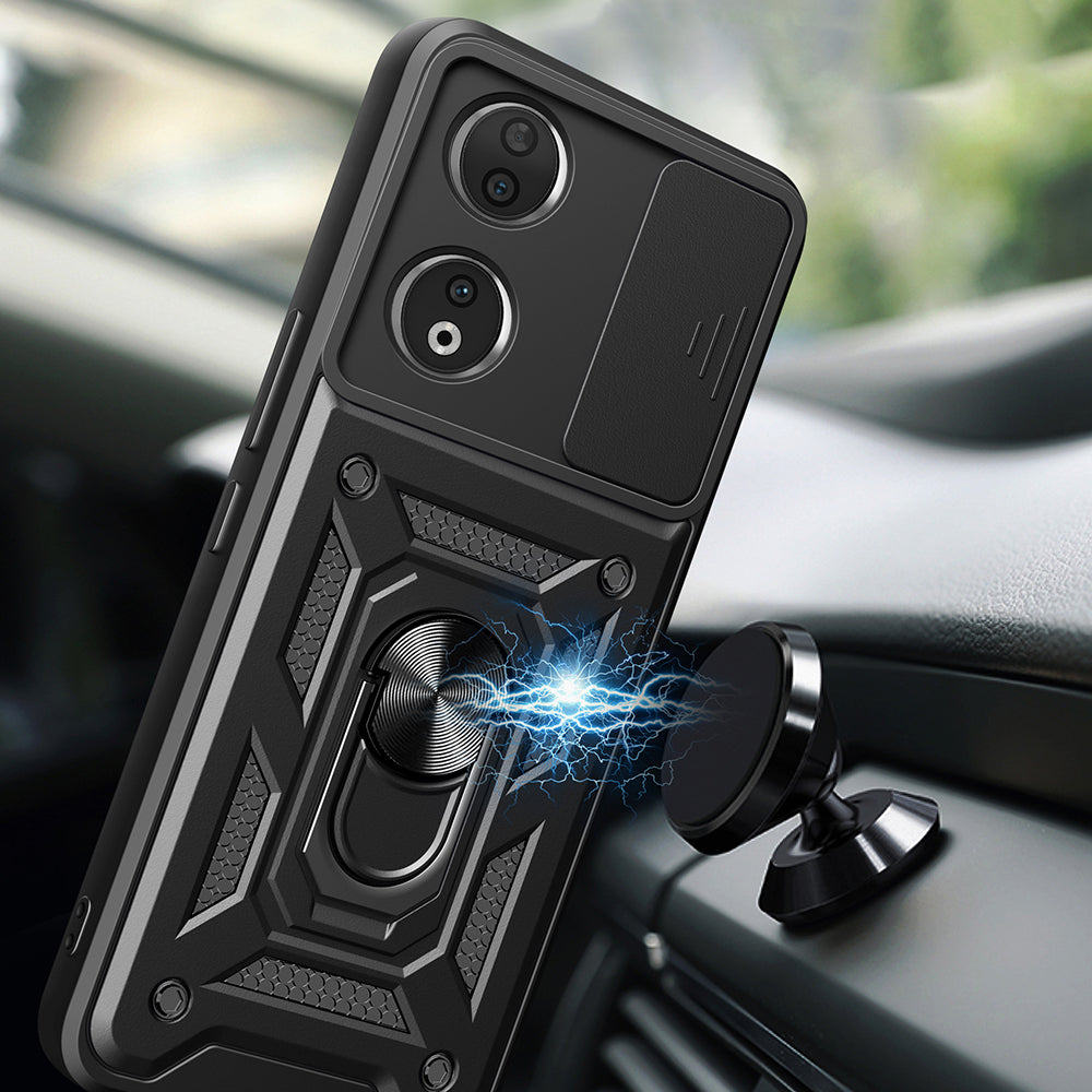 Honor 90 Case Magnetic Stand Camera Protection Zore Sliding Vega Cover Black