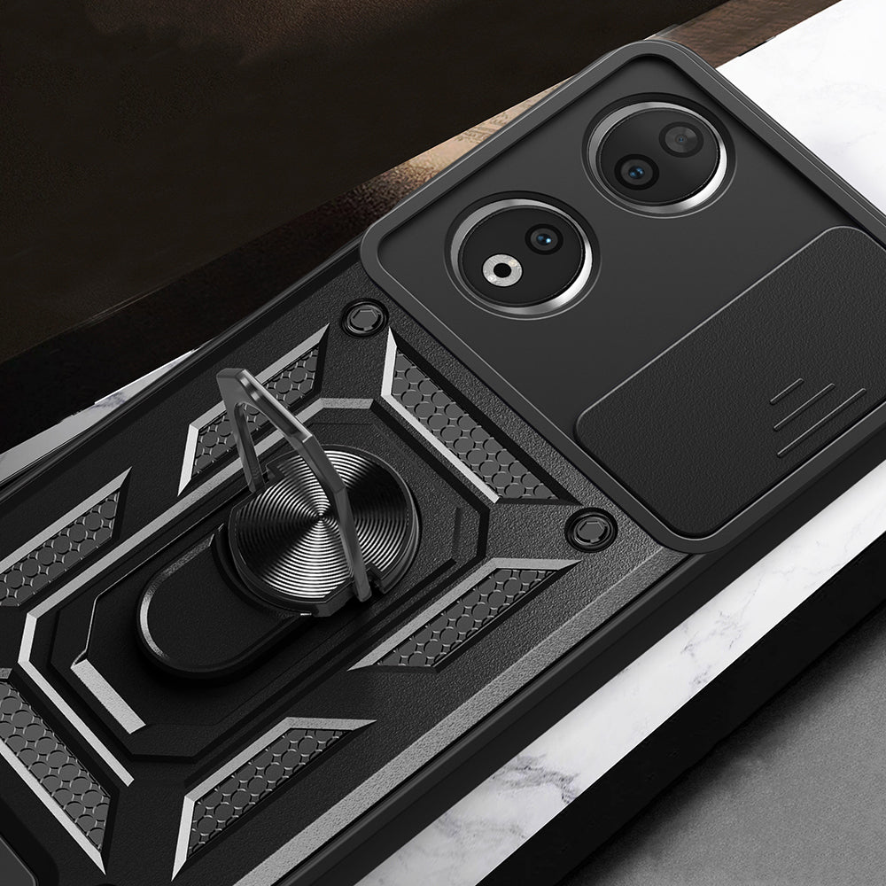 Honor 90 Case Magnetic Stand Camera Protection Zore Sliding Vega Cover Black