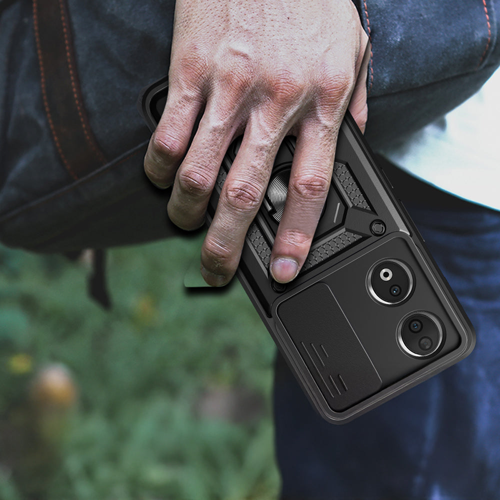 Honor 90 Case Magnetic Stand Camera Protection Zore Sliding Vega Cover Black