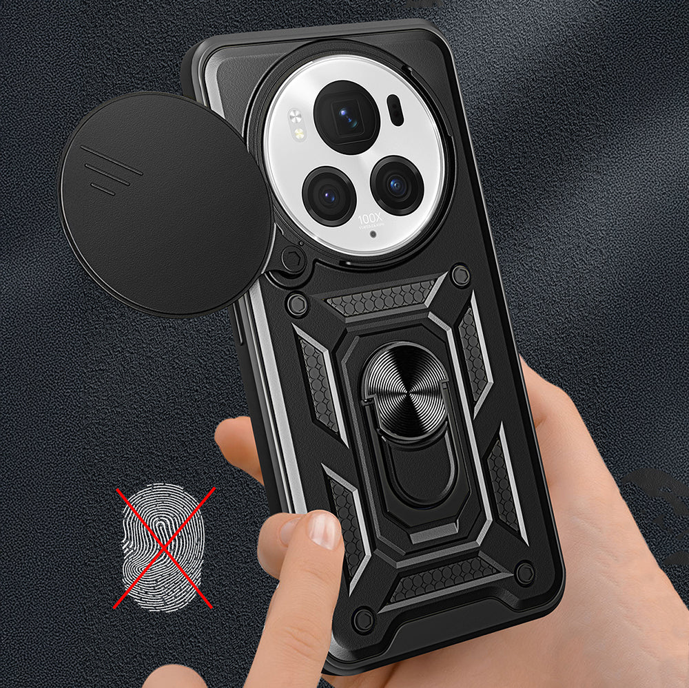 Honor Magic 6 Pro Case Magnetic Stand Camera Protection Zore Sliding Vega Cover Black