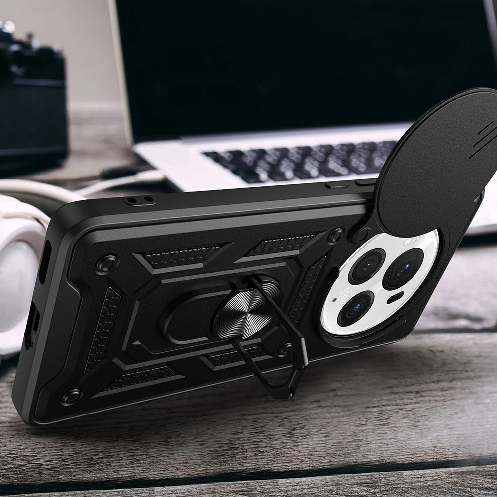 Honor Magic 6 Pro Case Magnetic Stand Camera Protection Zore Sliding Vega Cover Black