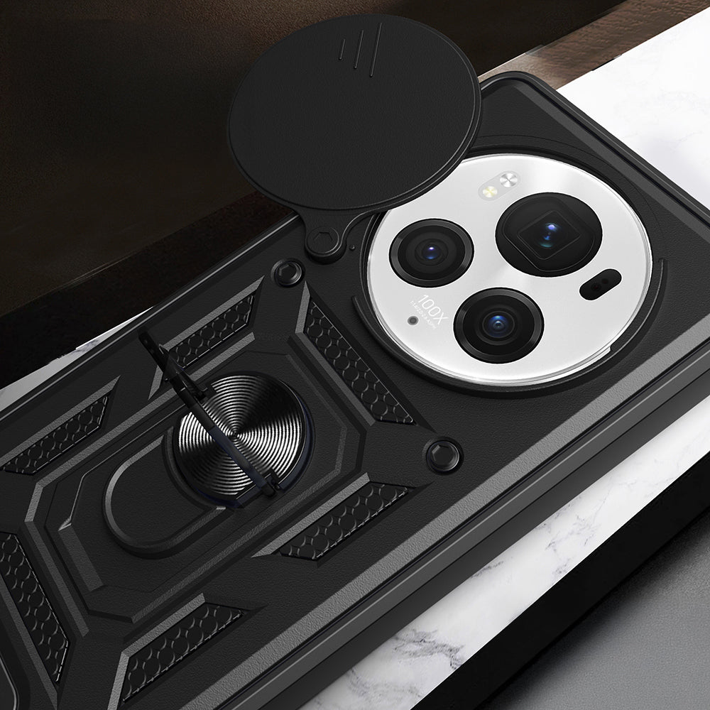 Honor Magic 6 Pro Case Magnetic Stand Camera Protection Zore Sliding Vega Cover Black