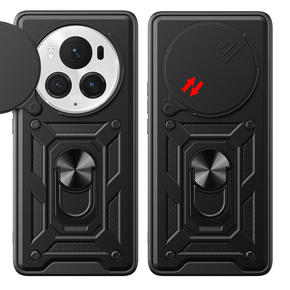 Honor Magic 6 Pro Case Magnetic Stand Camera Protection Zore Sliding Vega Cover Black