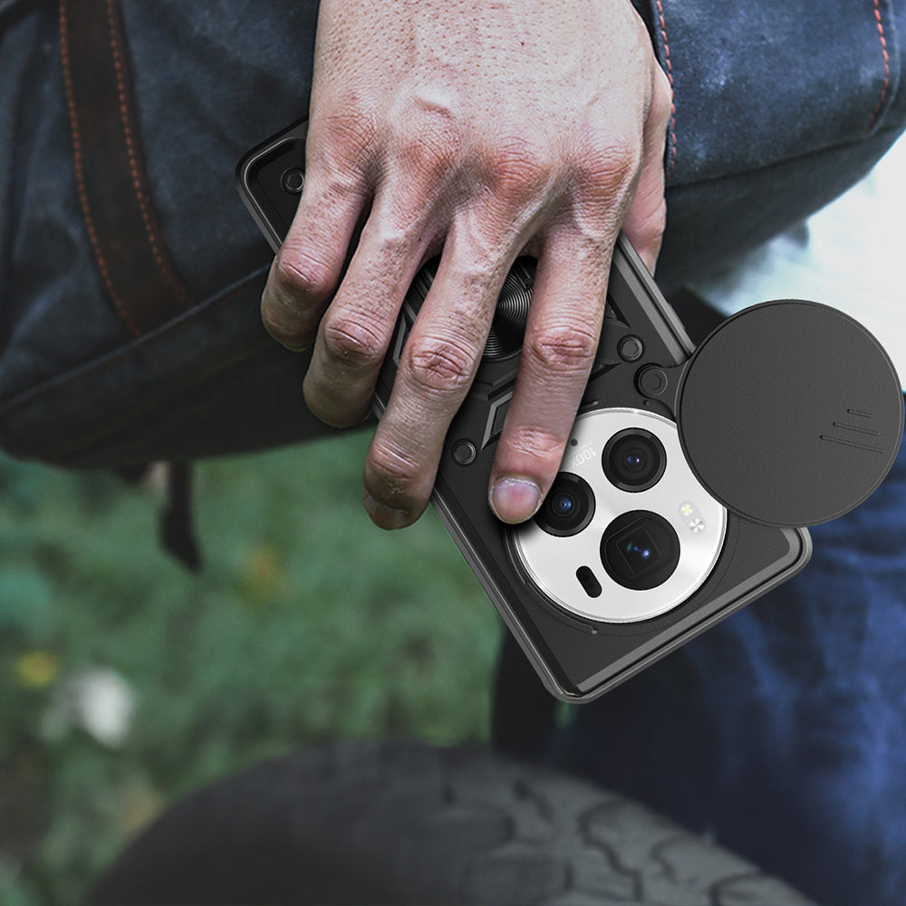 Honor Magic 6 Pro Case Magnetic Stand Camera Protection Zore Sliding Vega Cover Black