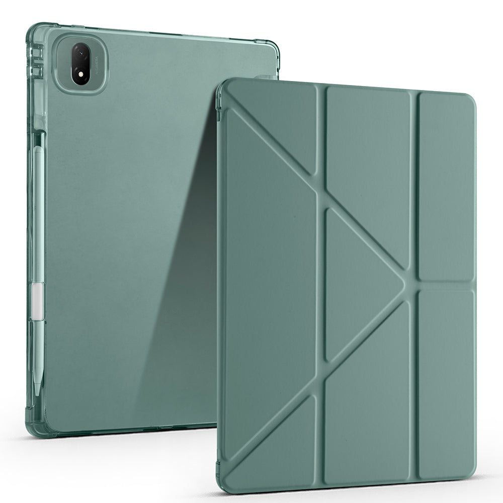 Honor MagicPad 2 Case Zore Tri Folding Stand Case with Pen Compartment Dark Green