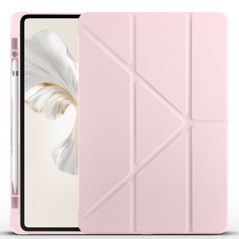 Honor Pad 9 Case Zore Tri Folding Stand Case with Pen Compartment Rose Gold