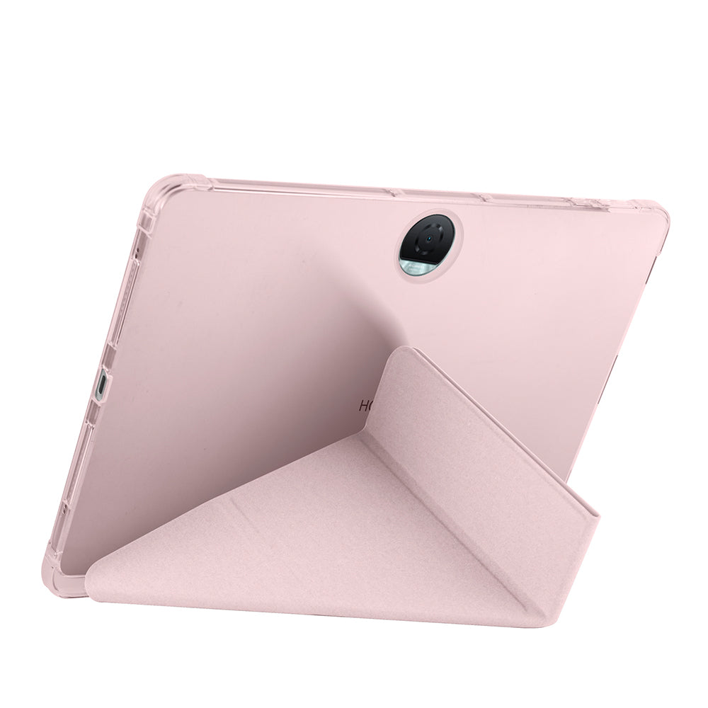Honor Pad 9 Case Zore Tri Folding Stand Case with Pen Compartment Rose Gold