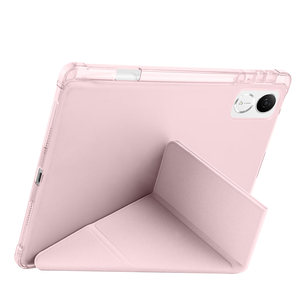 Honor Pad GT Case Zore Tri Folding Stand Case with Pen Compartment Rose Gold