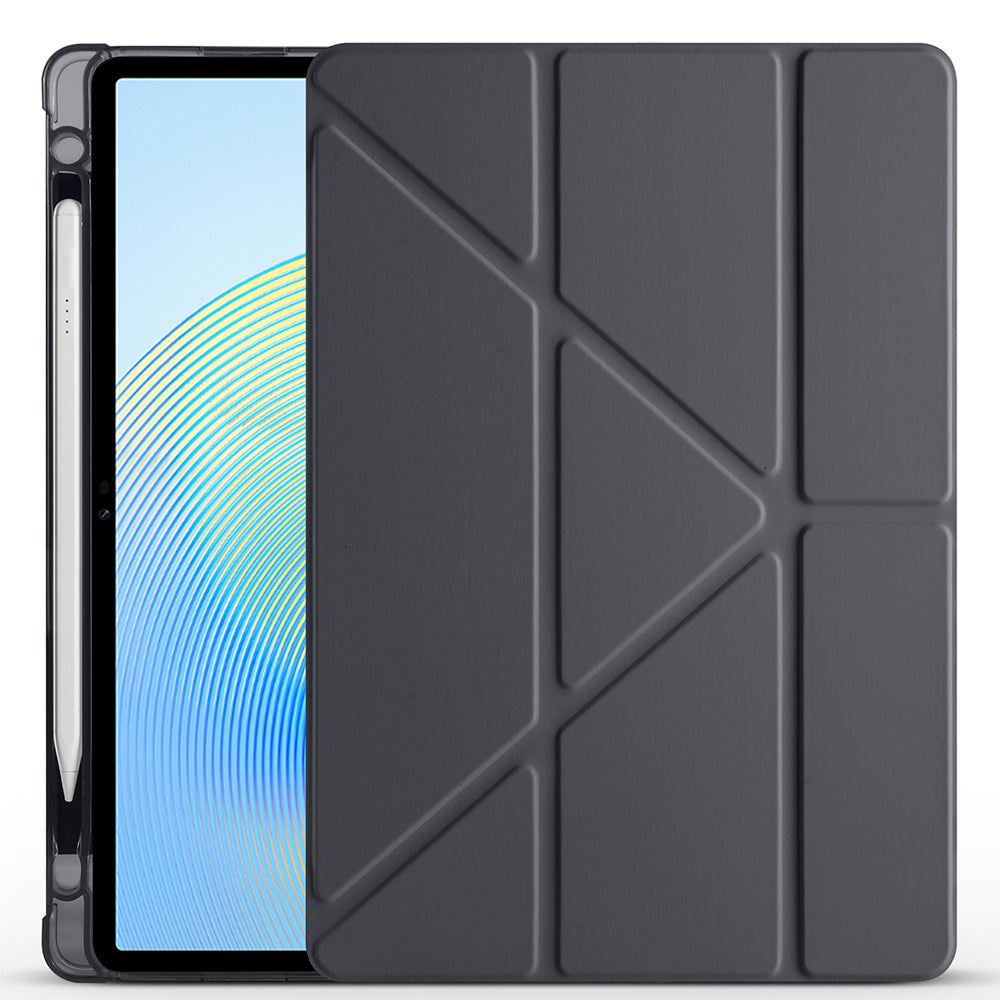 Honor Pad X8A Case Zore Tri Folding Stand Case with Pen Compartment Rose Gold