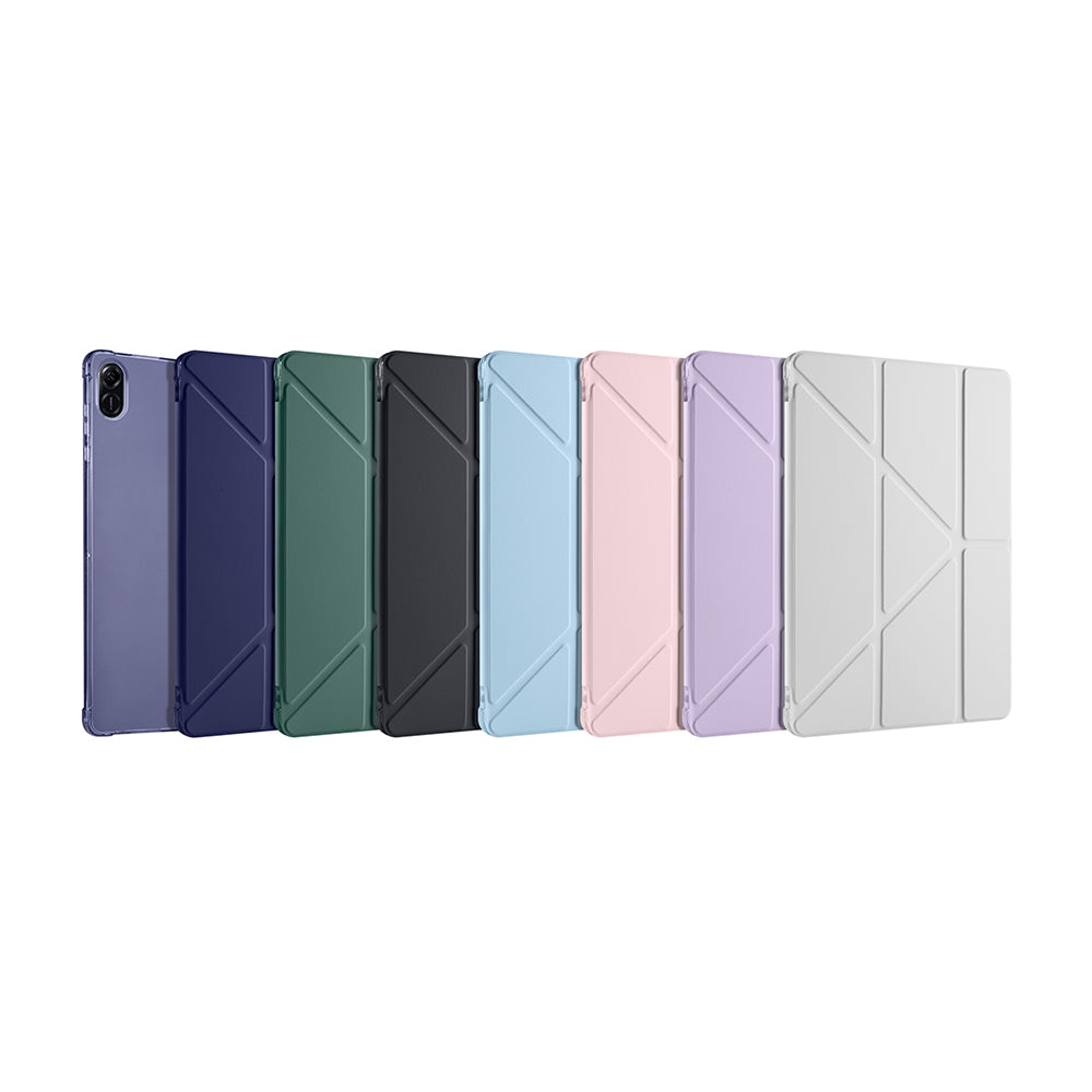 Honor Pad X8A Case Zore Tri Folding Stand Case with Pen Compartment Rose Gold