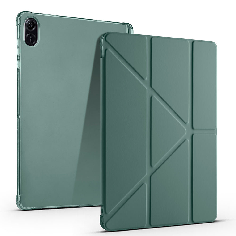 Honor Pad X8A Case Zore Tri Folding Stand Case with Pen Compartment Dark Green