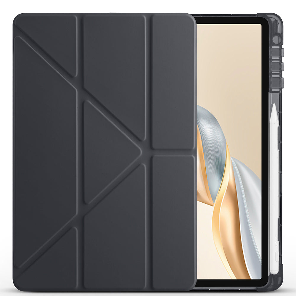 Honor Pad X9A Case Zore Tri Folding Stand Case with Pen Compartment Rose Gold