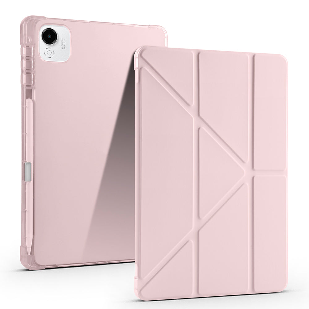 Honor Pad X9A Case Zore Tri Folding Stand Case with Pen Compartment Rose Gold