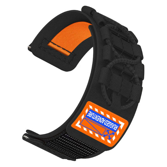 Huawei GT2 46mm Zore KRD-112 22mm Orbital Braided Rope Design Nylon Fabric Mesh Strap Black 