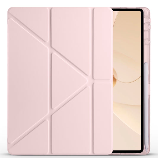 Huawei Matepad 12X Case Zore Tri Folding Stand Case with Pen Compartment Rose Gold 