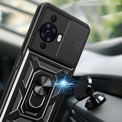Huawei Nova 12S Kılıf Magnetik Standlı Kamera Korumalı Zore Sürgülü Vega Kapak Lacivert