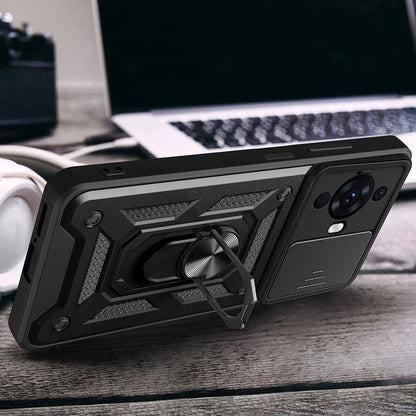 Huawei Nova 12S Kılıf Magnetik Standlı Kamera Korumalı Zore Sürgülü Vega Kapak Lacivert