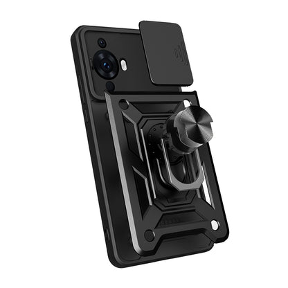 Huawei Nova 12S Kılıf Magnetik Standlı Kamera Korumalı Zore Sürgülü Vega Kapak Lacivert