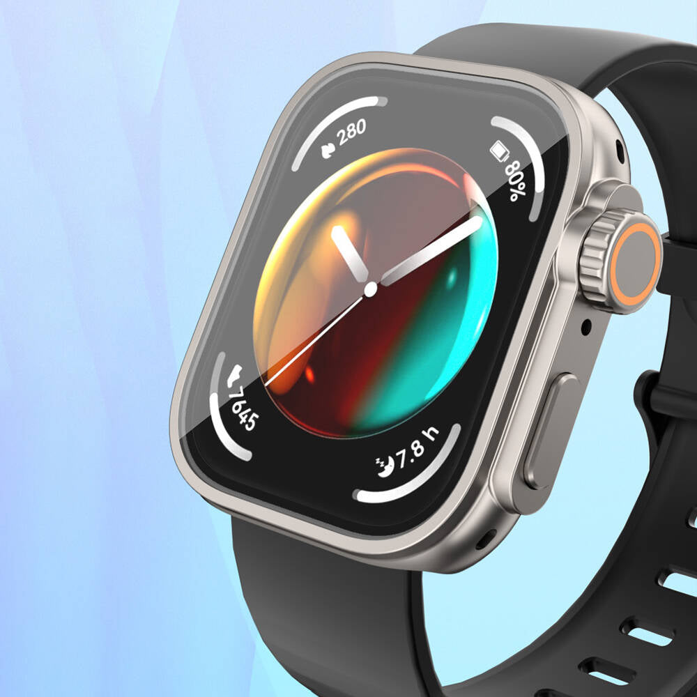 Huawei Watch Fit 3 to Apple Watch Ultra 49mm Case Converter and Screen Protector Zore Watch Gard 33 Gold