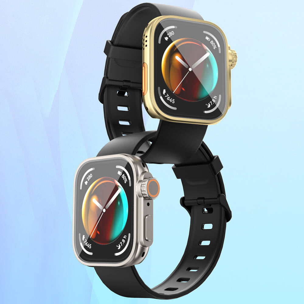 Huawei Watch Fit 3 to Apple Watch Ultra 49mm Case Converter and Screen Protector Zore Watch Gard 33 Gold