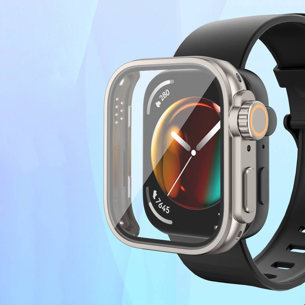 Huawei Watch Fit 3 to Apple Watch Ultra 49mm Case Converter and Screen Protector Zore Watch Gard 33 Gold