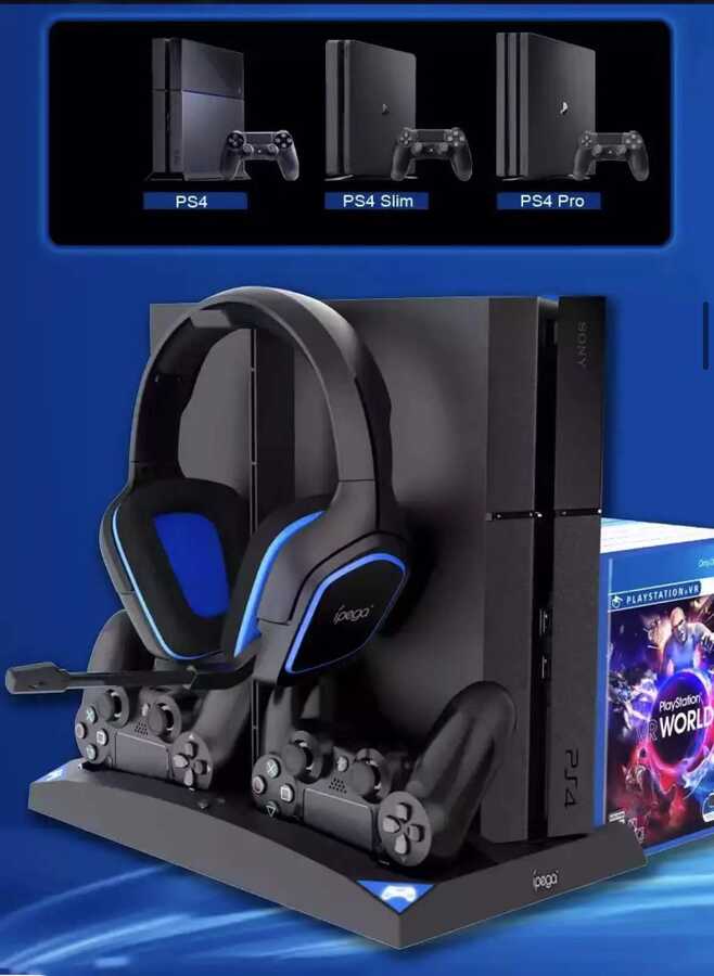 iPega PG-P4009 Playstation 4 Şarj İstasyonu ve Kulaklık Standı Siyah