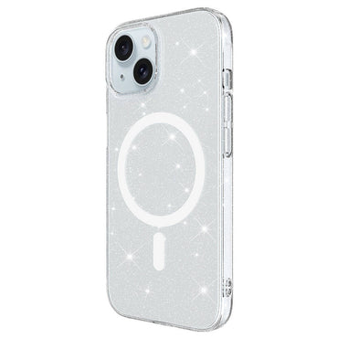 iPhone 15 Plus Kılıf Zore M-safe Şarj Özellikli Simli Şeffaf Arka Yüzey Erdos Silikon Kapak