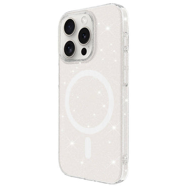 iPhone 15 Pro Kılıf Zore M-safe Şarj Özellikli Simli Şeffaf Arka Yüzey Erdos Silikon Kapak