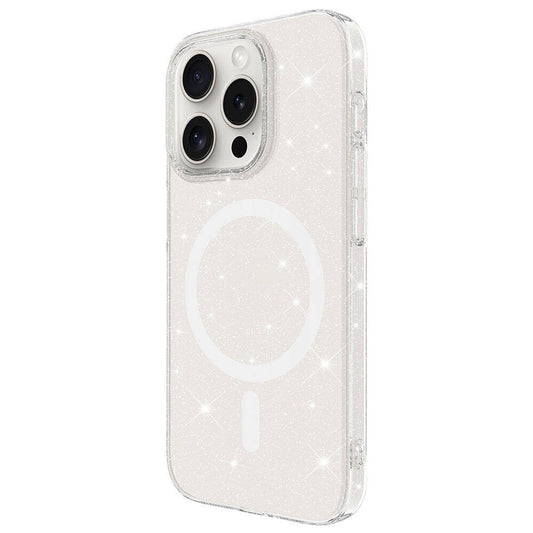 iPhone 15 Pro Kılıf Zore M-safe Şarj Özellikli Simli Şeffaf Arka Yüzey Erdos Silikon Kapak