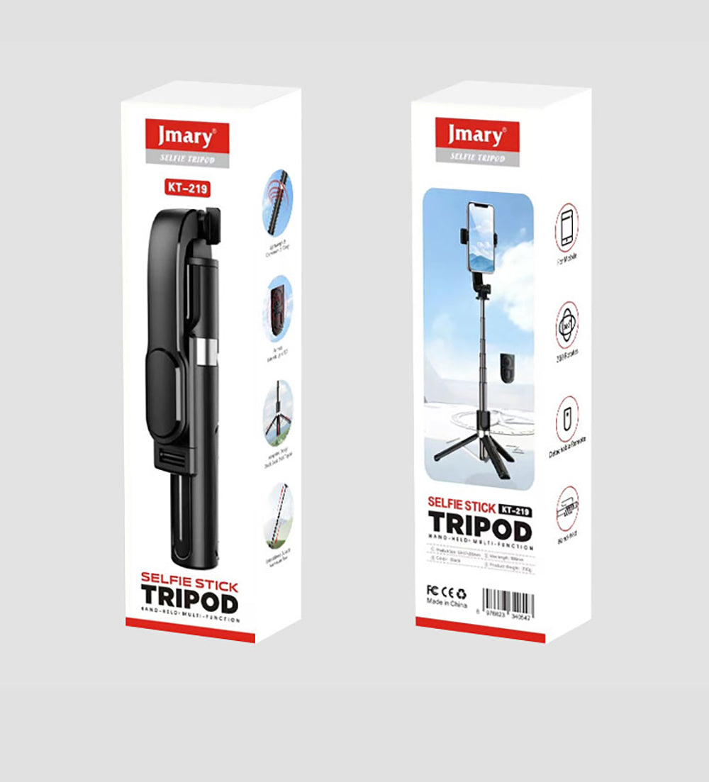 Jmary KT-219 360 Derece Dönebilen Kablosuz Kumandalı Tripod ve Selfie Çubuğu Siyah