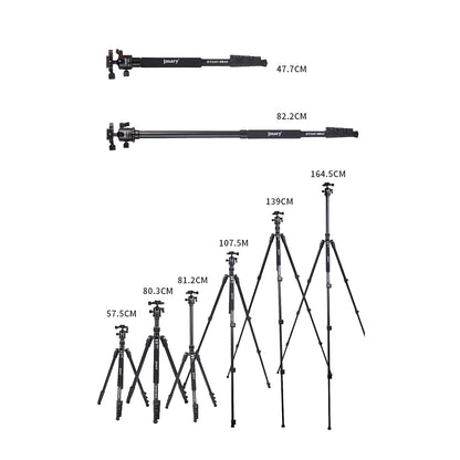 Jmary KT3255NB30 3 Kademeli 164.5cm Fonksiyonel Ayrılabilir Monopod Tasarım Başlıklı Tripod Siyah