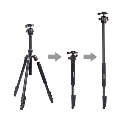 Jmary KT3255NB30 3 Kademeli 164.5cm Fonksiyonel Ayrılabilir Monopod Tasarım Başlıklı Tripod Siyah