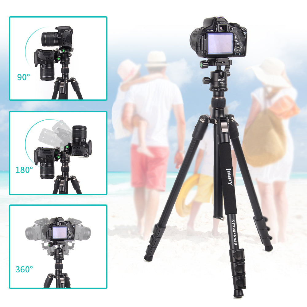 Jmary KT3255NB30 3 Kademeli 164.5cm Fonksiyonel Ayrılabilir Monopod Tasarım Başlıklı Tripod Siyah