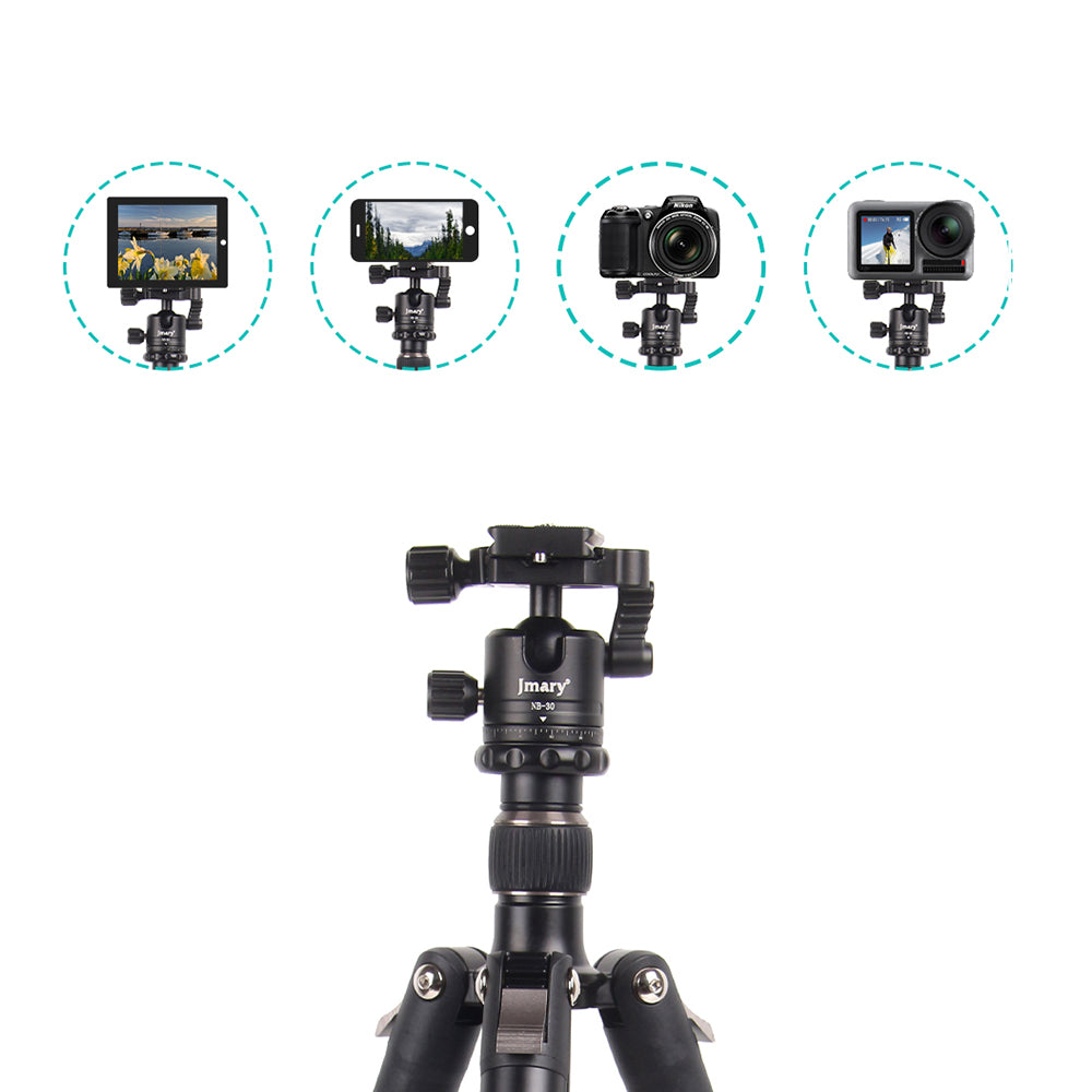 Jmary KT3255NB30 3 Kademeli 164.5cm Fonksiyonel Ayrılabilir Monopod Tasarım Başlıklı Tripod Siyah